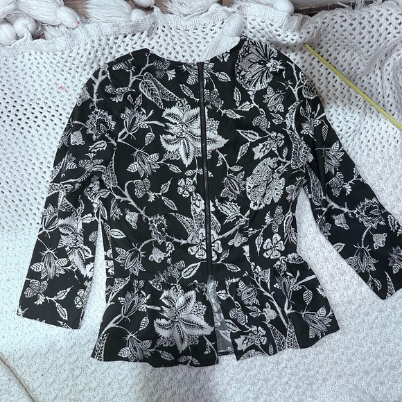 ISABEL MARANT size 40  Black and White Floral Women's Top - Picture 5 of 8